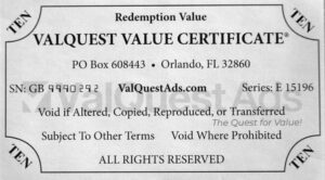 ValQuest Value Certificate - 10