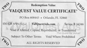ValQuest Value Certificate - 2